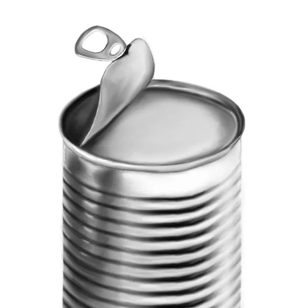Digital drawing of an open tin can.