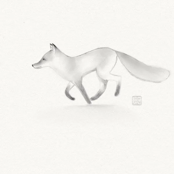 Digital pencil sketch of a fox