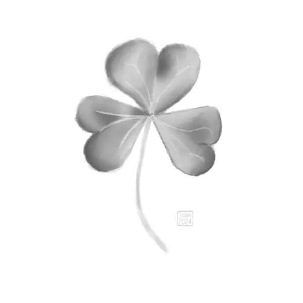Digital pencil sketch of a three leaf clover