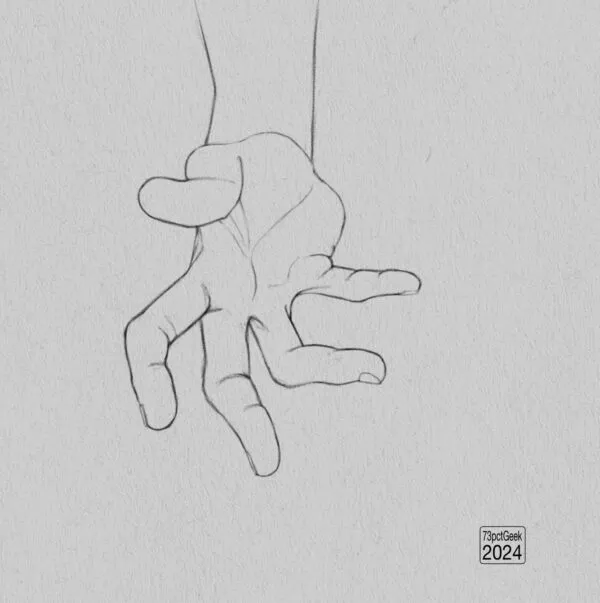 Digital graphite sketch of a hand.