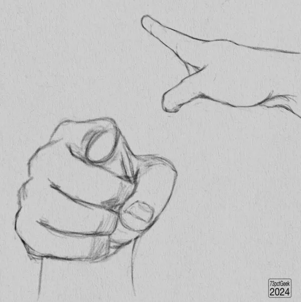 Digital graphite sketches of two different hands.