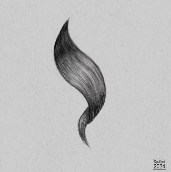 Digital graphite study of a curl of hair