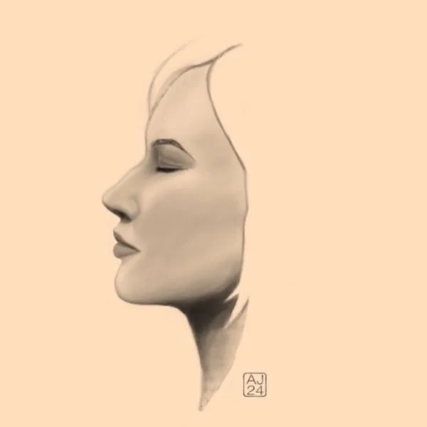 Digital sketch of a woman's profile