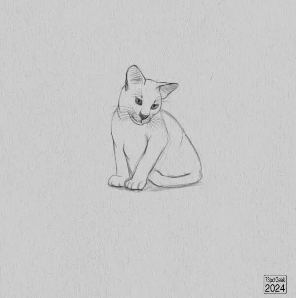 Digital graphite sketch of a cat. 