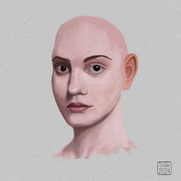 Very unfinished digital gouache portrait of a woman.