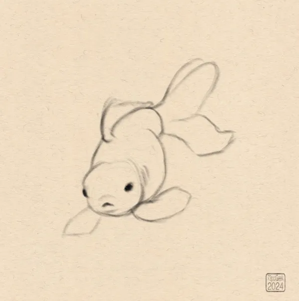 Quick digital sketch of a goldfish.