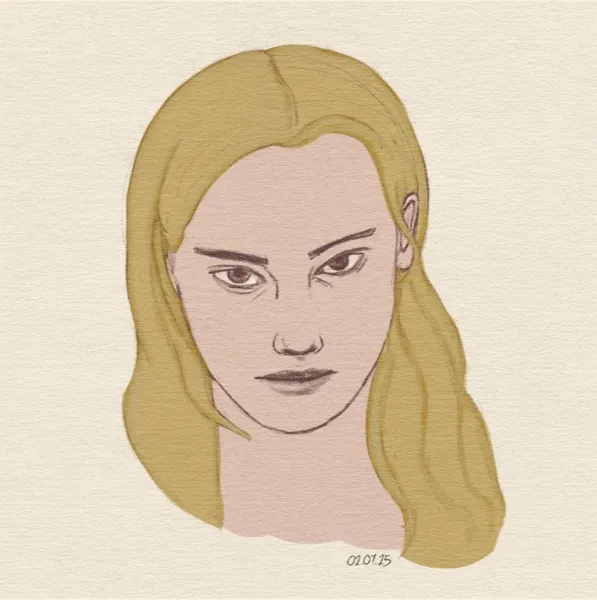 Digital sketch of a woman's head