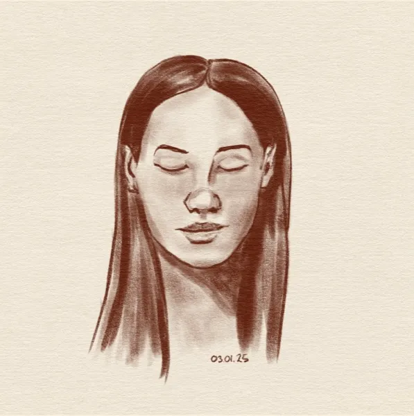 Digital sketch of a woman's head