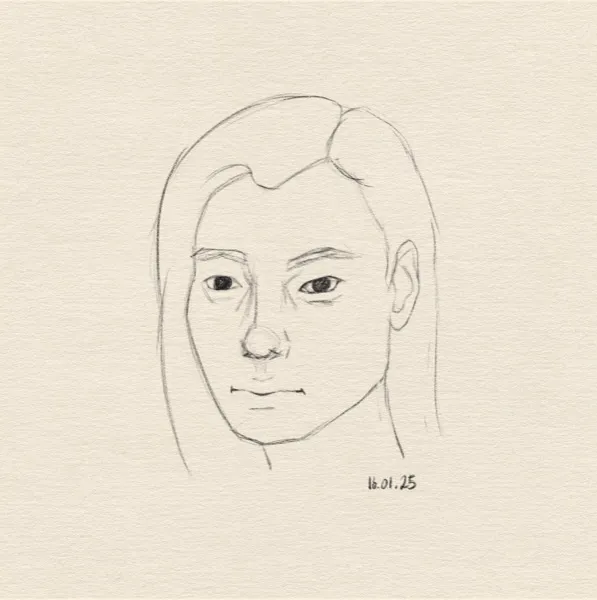Digital sketch of a man's head.