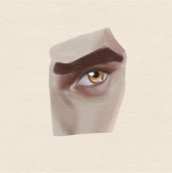 Digital gouache study of a man's eye.