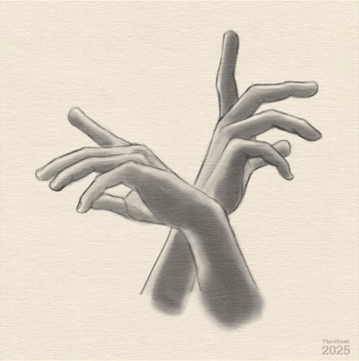 Digital sketch of a pair of hands.