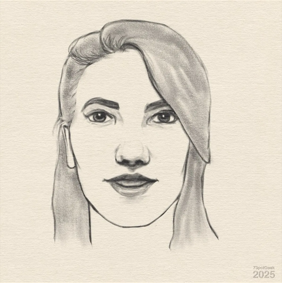 Digital pencil portrait of a woman.