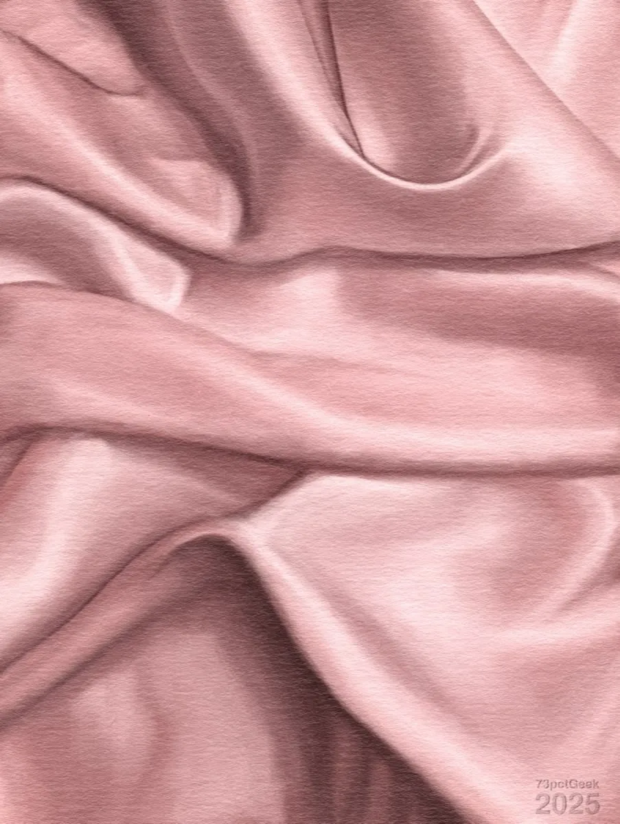 Digital photo study of a silken pink fabric rumpled into various folds.