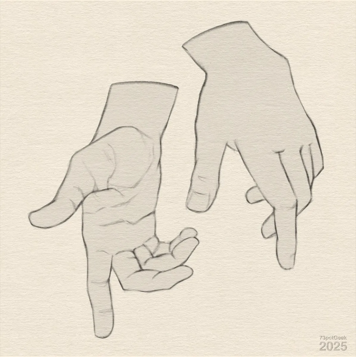 Digital sketches of two different hands in different poses.
