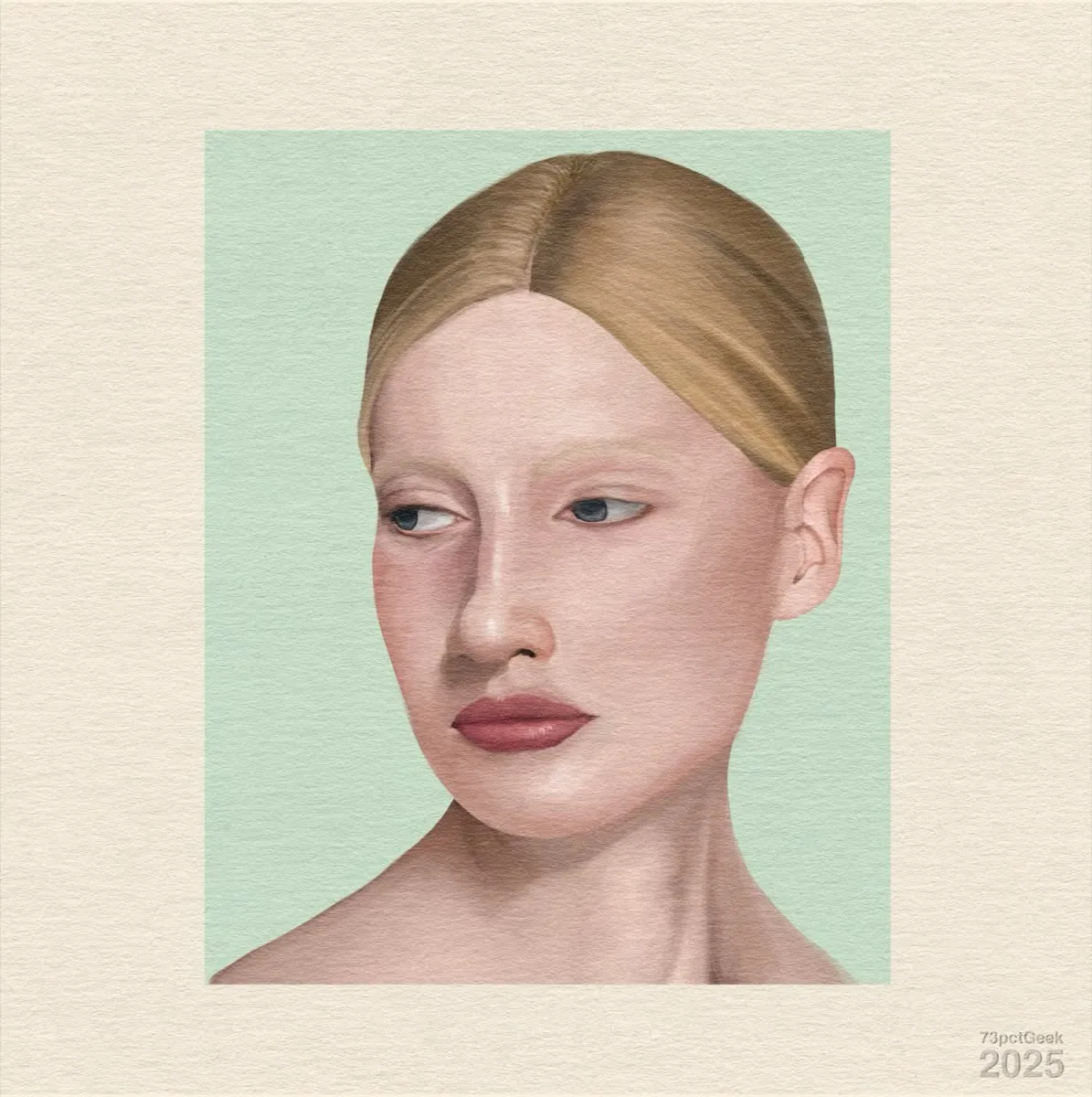 Digital gouache portrait study of a blonde pale-skinned woman. It is unfinished.