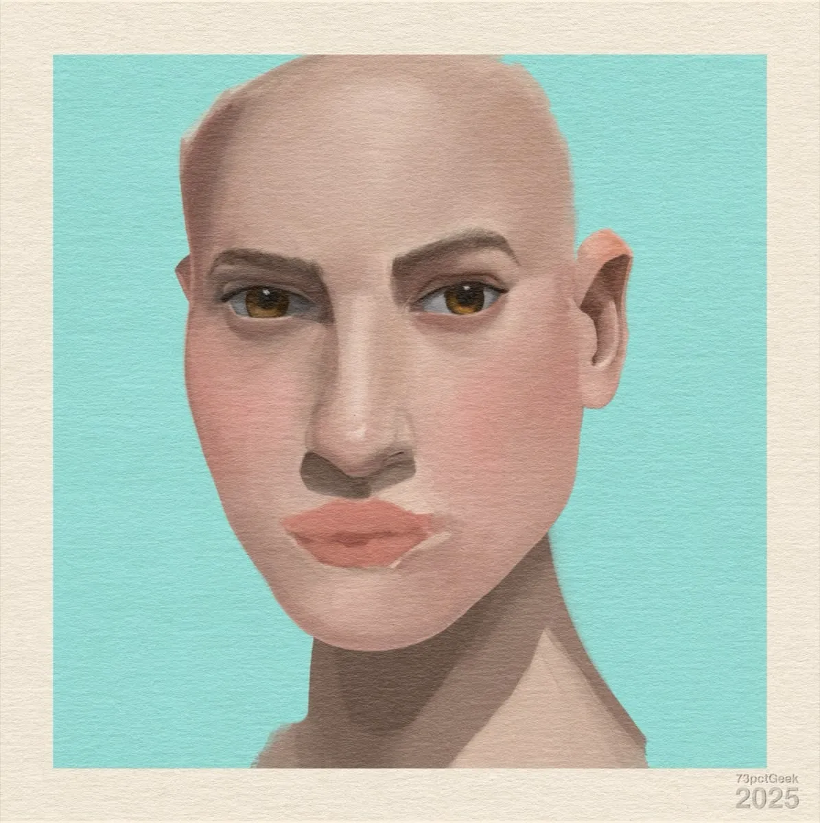 Digital gouache colour study of a pale-skinned woman. It is unfinished.