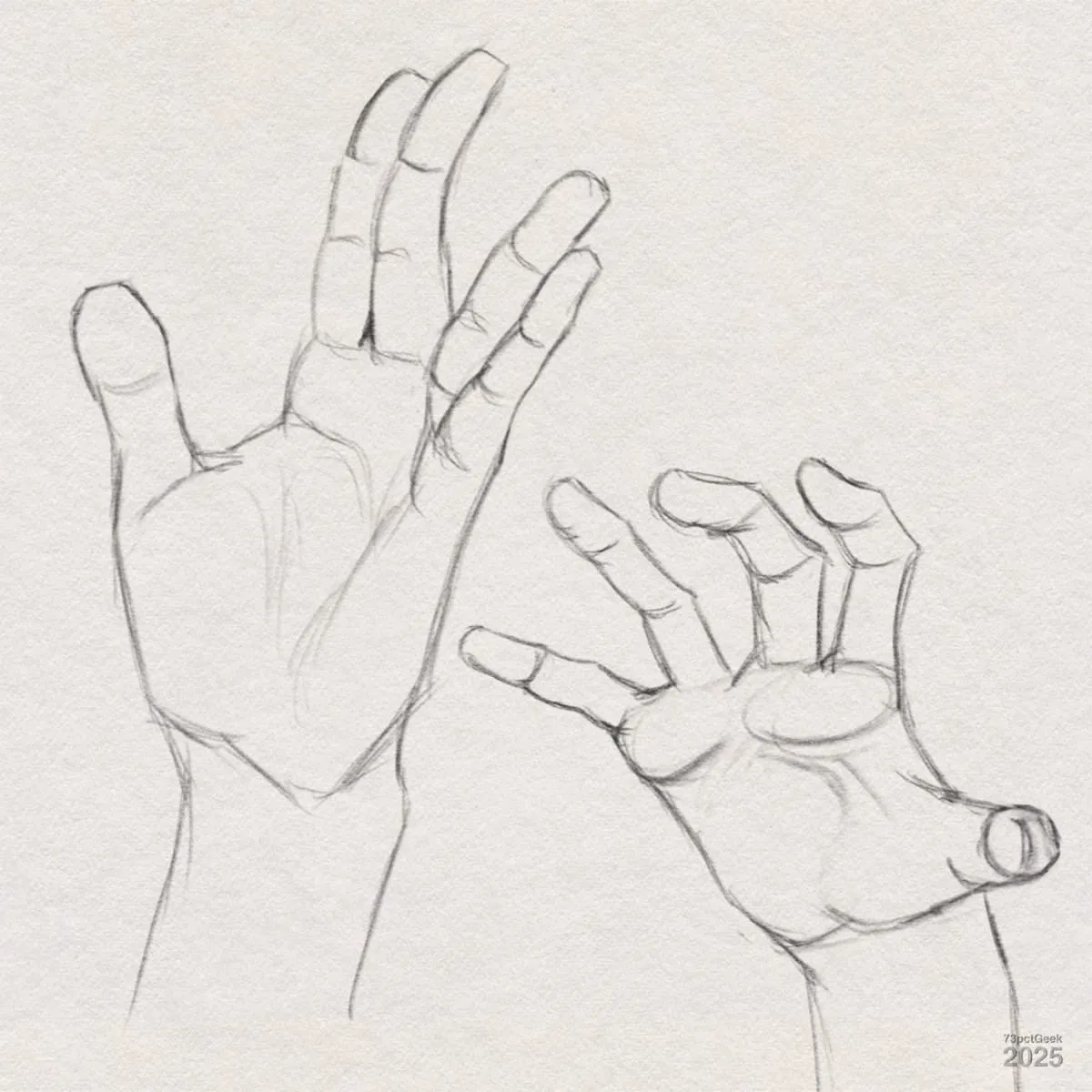 Digital sketch of two different hands.