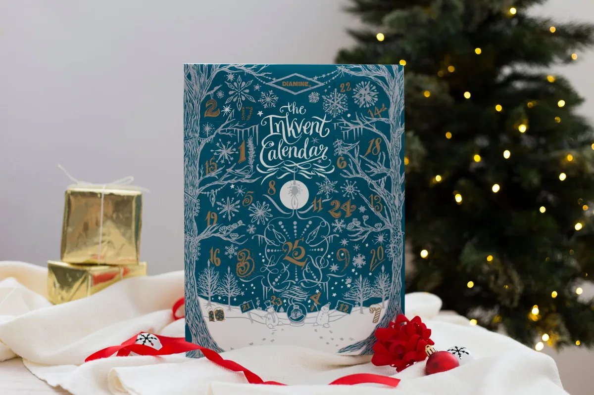 A festive advent calendar titled 