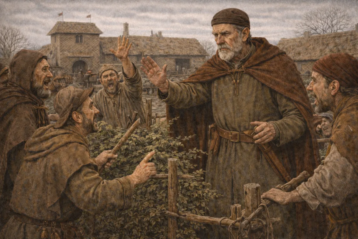 steward and villagers