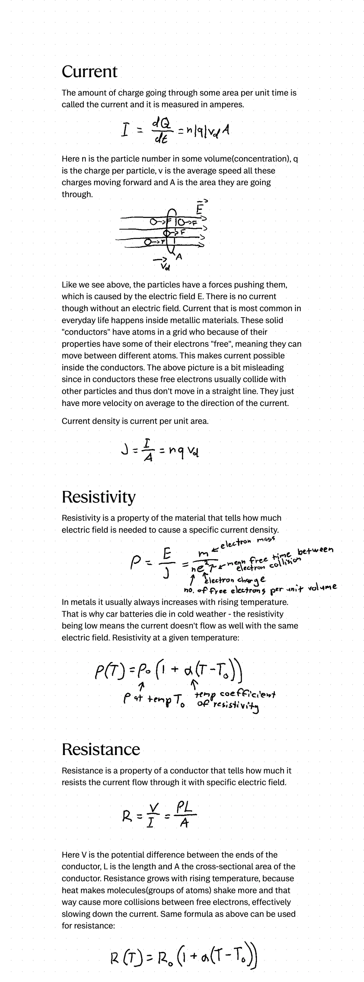 Current, resistivity and resistance - page 1