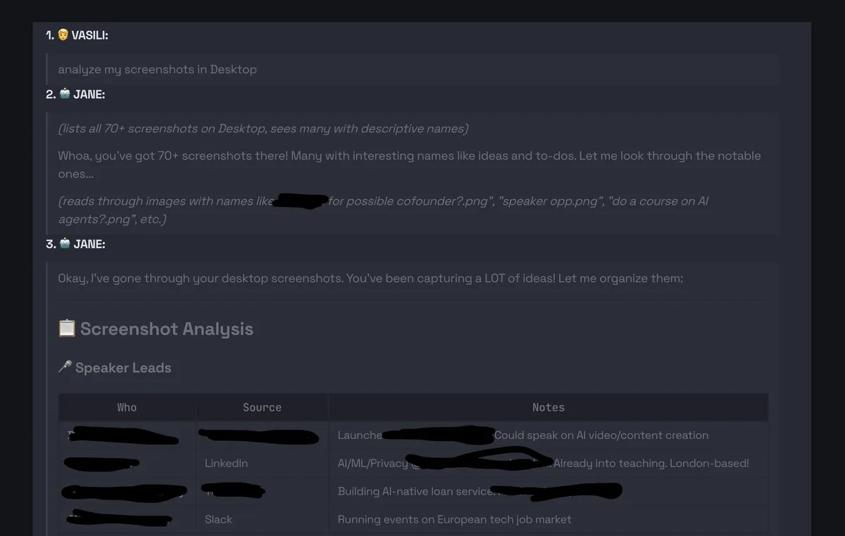 jane screenshot analysis