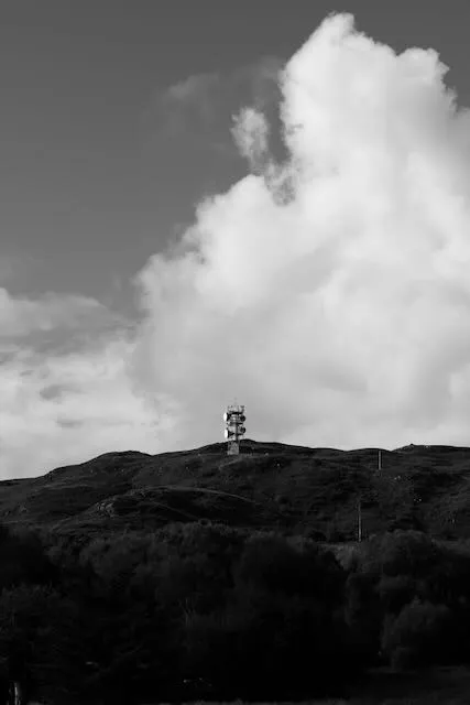 A radio tower on a hill in Scotland
