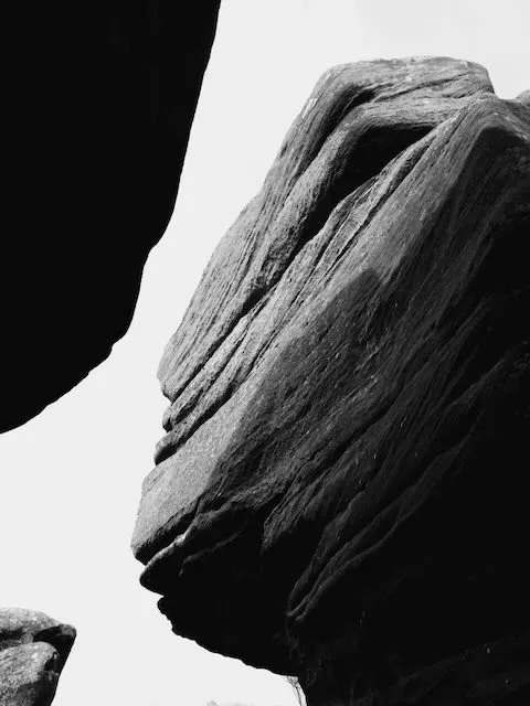 black and white stone formation at Brimham Rocks