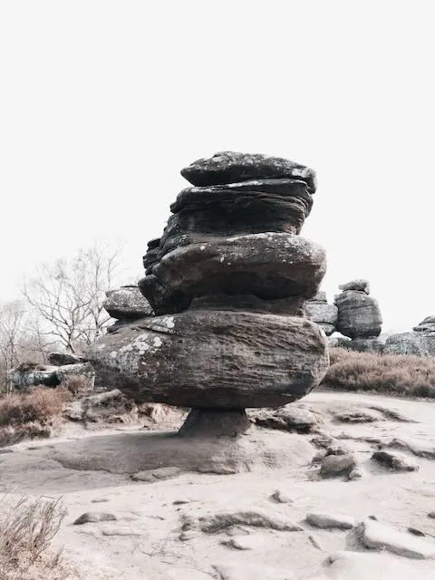 A balancing stone formation at Brimham Rocks