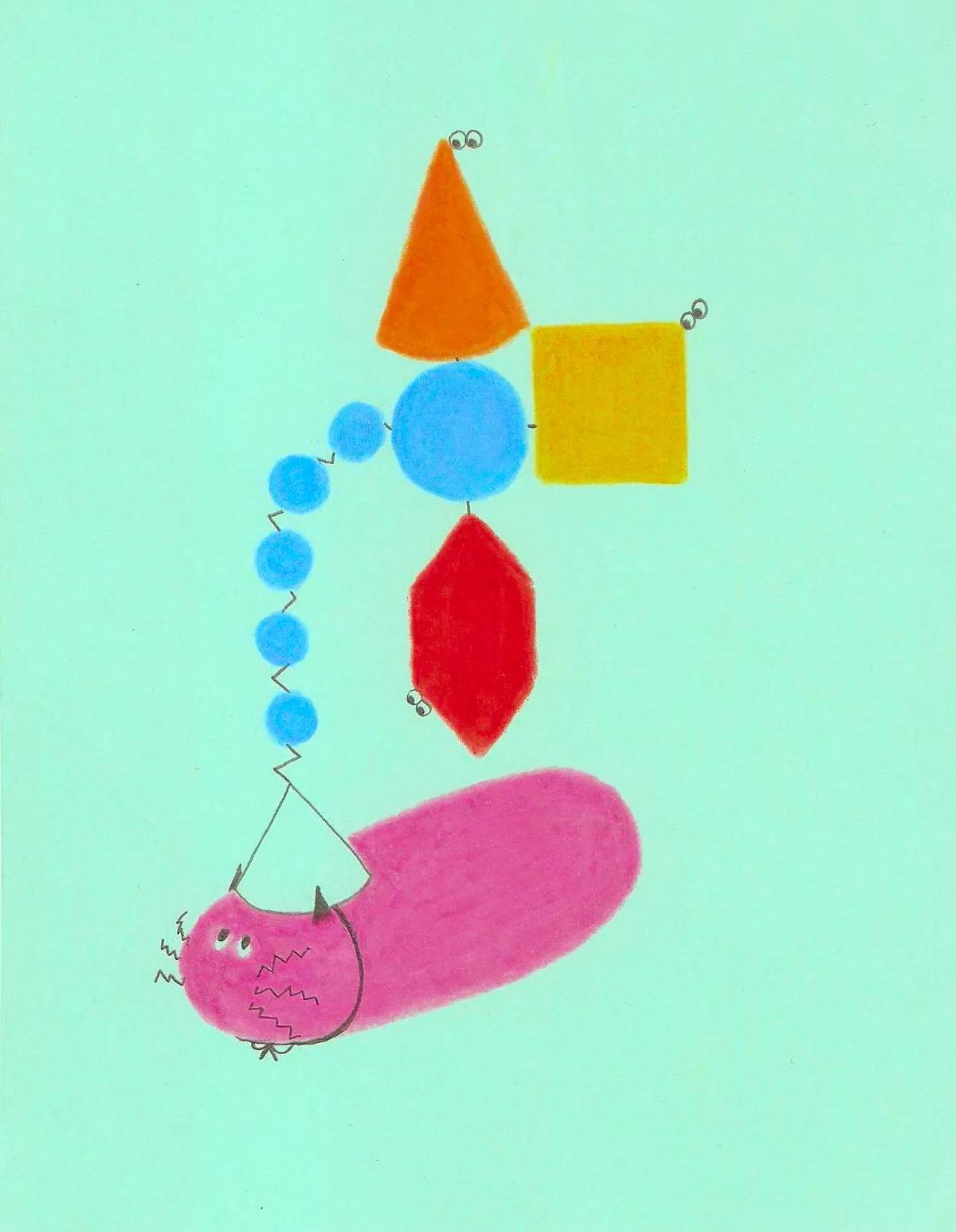 criaturita cargando a sus amiguis a punto de perder el equilibrio por el peso