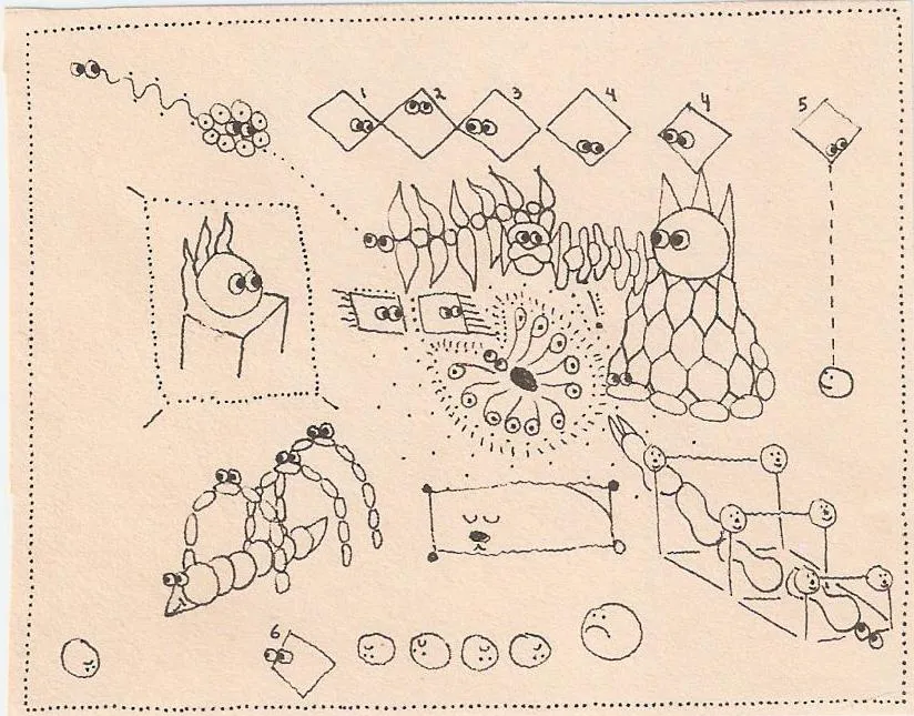 fiesta con muchas criaturitas y dos que son esféricas se ven a lo lejos, tienen que hablar después de la fiesta