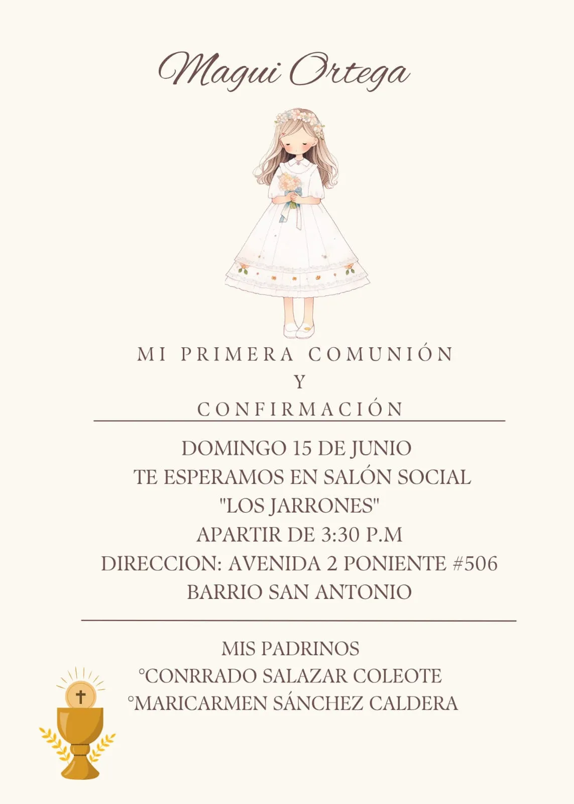 invitación primera comunión maguito