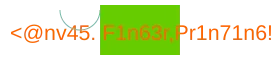 The orange text "<@nv45. F1n63r,Pr1n71n6!" ("canvas fingerprinting" in leet-speak), a small semi-circle, and a green rectangle located roughly behind "F1n63r".
