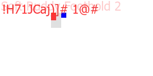 Bright red letters spell out "!H71JCaj)]# 1@#". Behind, in faint semi-transprent red, "Soft Ruddy Foothold 2". Under, three rectangles: red, blue, and gray.