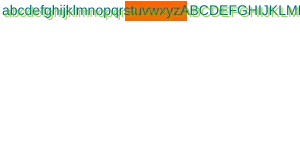 The text abcdefghijklmnopqrstuvwxyzABCDEFGHIJKLM, rendered in the same style as the BrowserLeaks.com image above. The orange rectangle is still present in the same position, now located roughly under "stuvwxyzA".