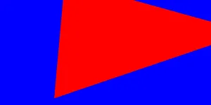 A solid red triangle on a solid blue background. The triangle is cropped, only one of its corners fully visible.