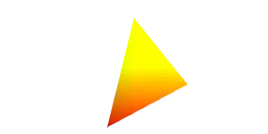 A triangle on a transparent background. The triangle is filled with a gradient that starts out red on the bottom and turns yellow at the top.