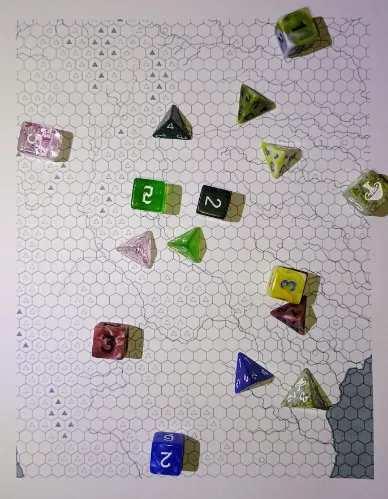 map with dice