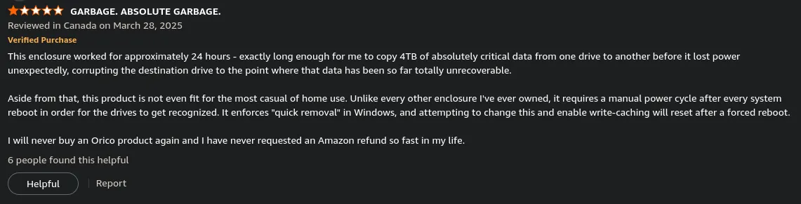image of bad Amazon review