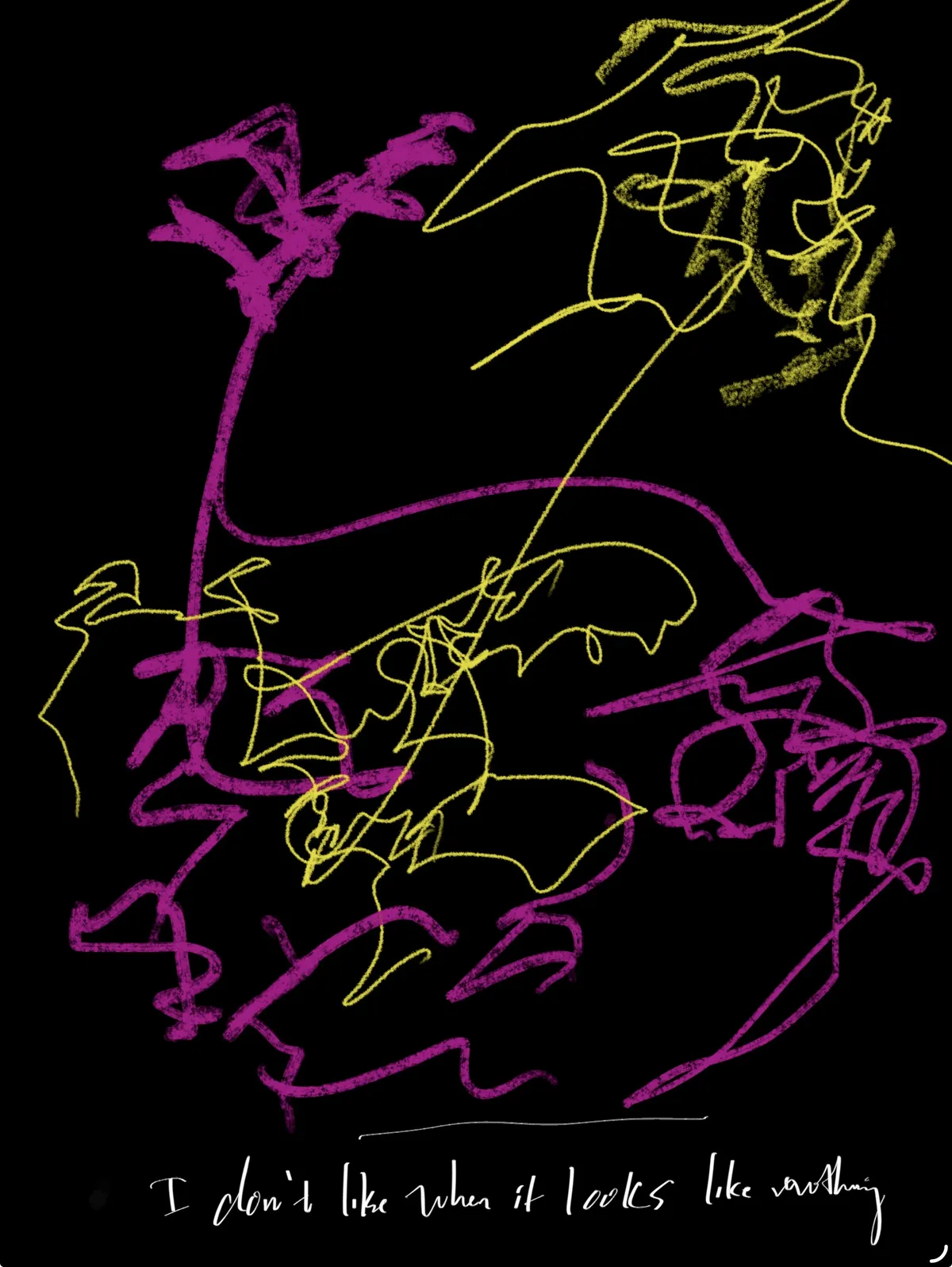 Intuitive drawing in purple and yellow
