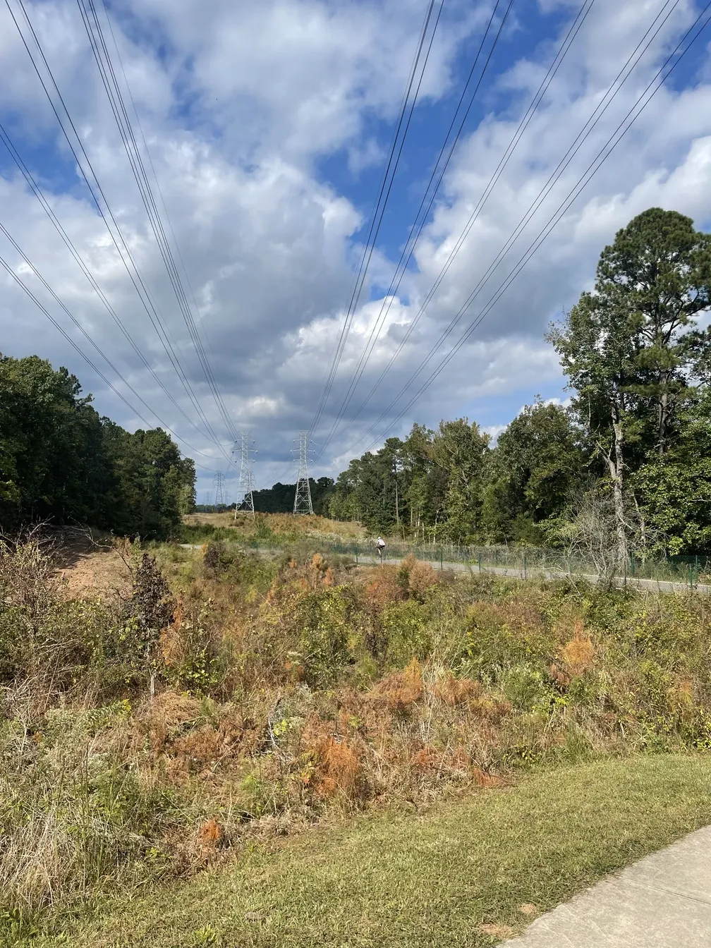 An open area of the trail under a power line