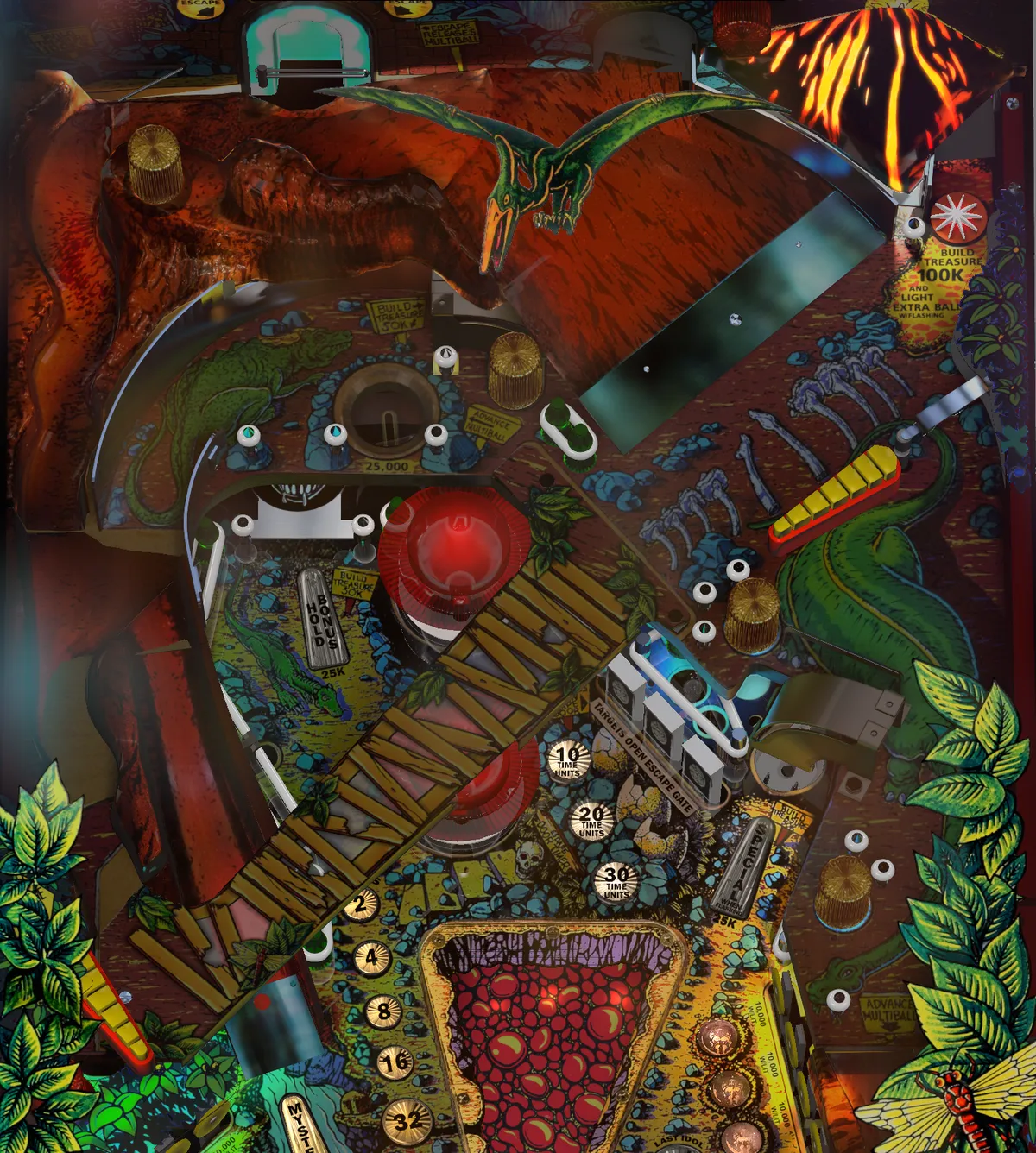 The upper playfield of "Escape from the Lost World"