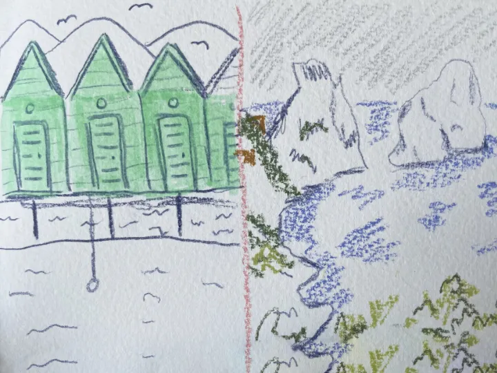 A sketchbook section with mini photo sketches.