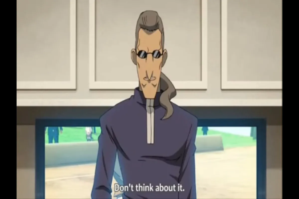 Kageyama Reiji stands before Kidou Yuuto saying "Don't think about it."