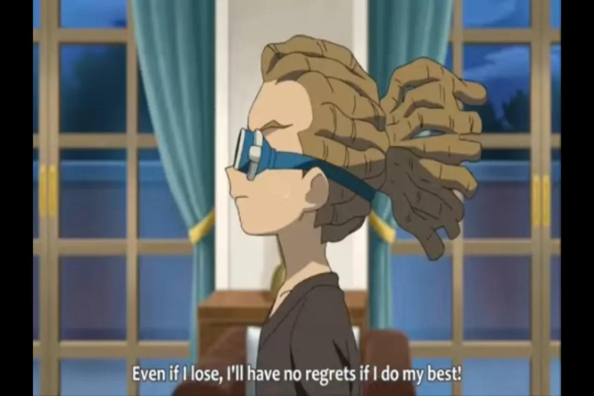 Kidou Yuuto stands up to his mentor, denying his absolute victory mentality. "Even if I lose, I'll have no regrets if I do my best!"