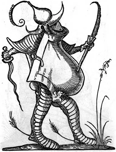 Rassian knight: A frog-faced humanoid in plate mail with an onion-shaped helmet, a curving sword, and a frond of something.