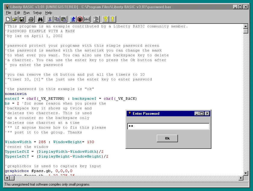 Liberty BASIC with one of the bundled example programs