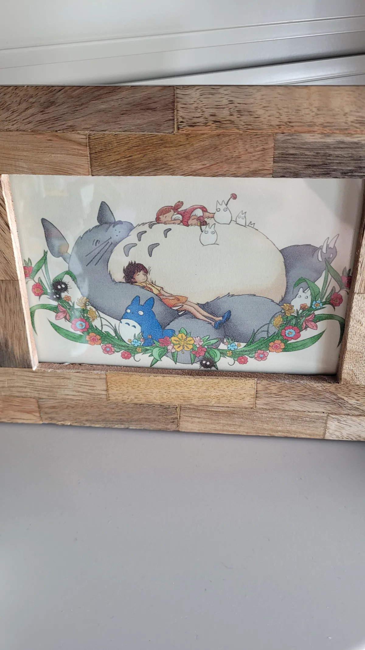 A framed portrait of the main characters from My Neighbour Totoro