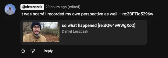 Video Response comment example