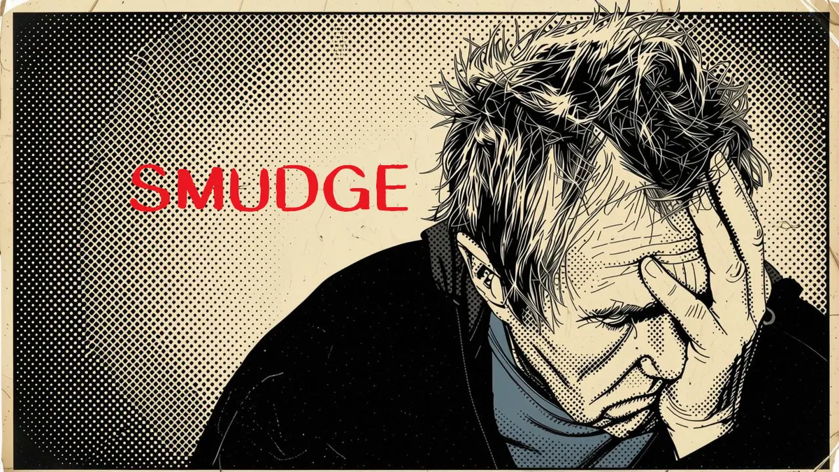 Halftone image of man with face resting in hand