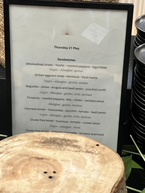buffet menu card